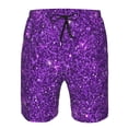 thumbnail image 4 of Kll Purple Glitter Men'S Casual Summer Beach Shorts Hawaiian Shorts With Pockets-X-Large, 4 of 9