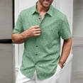 thumbnail image 4 of Blusa y camisa de manga corta con cuello vuelto para hombre, color liso, informal, holgada, con botones, de poliéster, 4 of 8