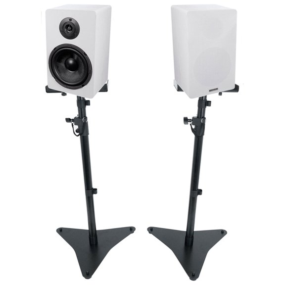 Rockville RockShelf 64W Bundle: 6.5 Inch White Bookshelf Speakers, RVSM5 Adjustable Stands, Home Audio Setup Kit, 2-items
