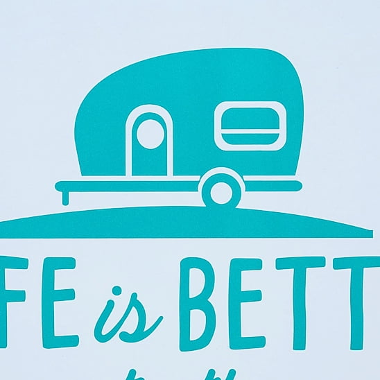 6 x 12 Camco Life is Better at The Campsite Novelty Vehicle Front License Plate-Perfect for RVs Navy Blue Campers and Trailers and More 53250