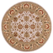 SAFAVIEH Heritage Nicola Floral Wool Area Rug, Ivory/Light Gold, 8' x 8' Round