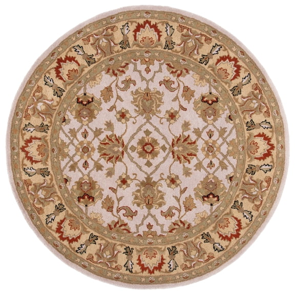 SAFAVIEH Heritage Nicola Floral Wool Area Rug, Ivory/Light Gold, 8' x 8' Round