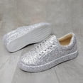 thumbnail image 5 of HXWCHs Women's Fashion Glitter On Casual Flat Loafers with Sparkly Rhinestone Ankle Strap for Evening Party Comfort42 Silver, 5 of 8