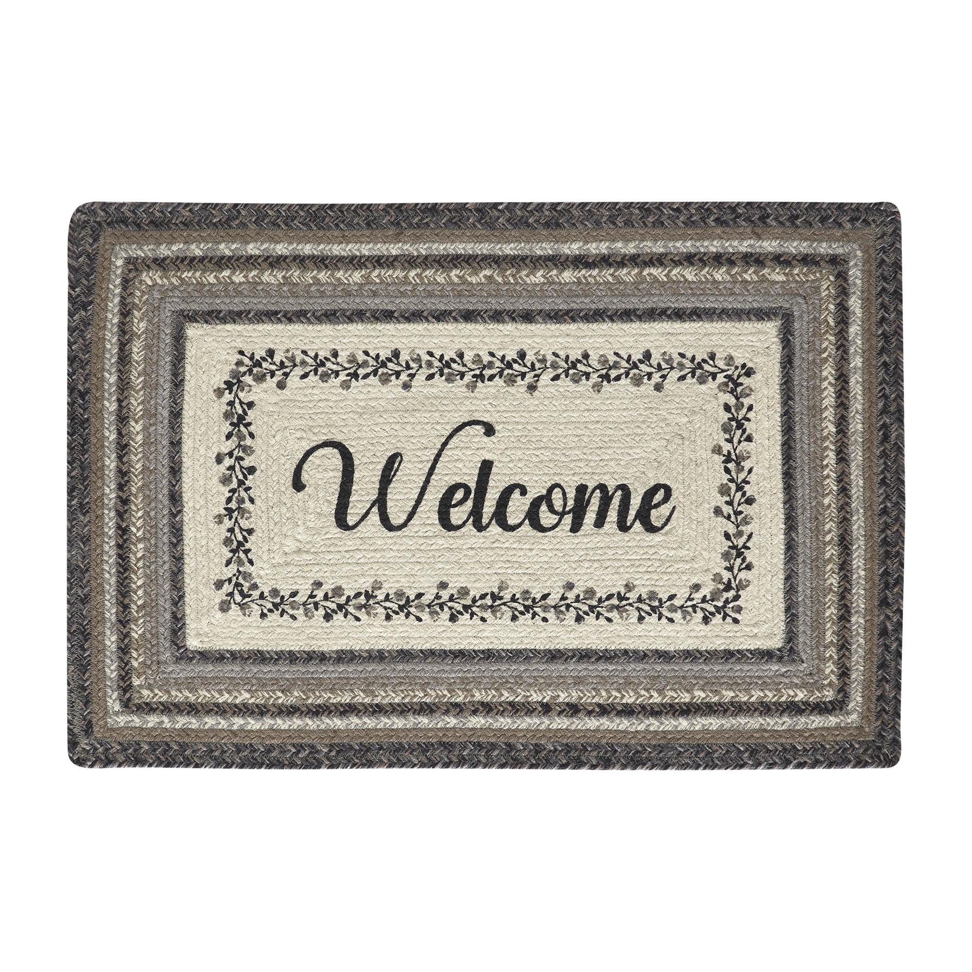 VHC Brands Floral Vine Jute Rug Rect Welcome w/Pad 20x30