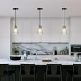 thumbnail image 3 of 1-Light Matte Black Pendant Light with Ribbed Glass Shade and Matte Brass Accent, 3 of 8