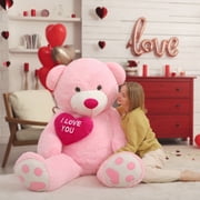 MorisMos Pink Giant Teddy Bear 6ft Stuffed Animal I Love You Red Heart Jumbo Human Size Teddy Bear