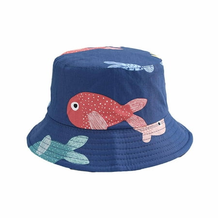 

Odeerbi Hawaii Beach Hats for Boys Girls Bucket Hats for Sun Protection Fishermen Hat Children s Cartoon Cap Outdoor Sunscreen Sun Cap Basin Cap Navy