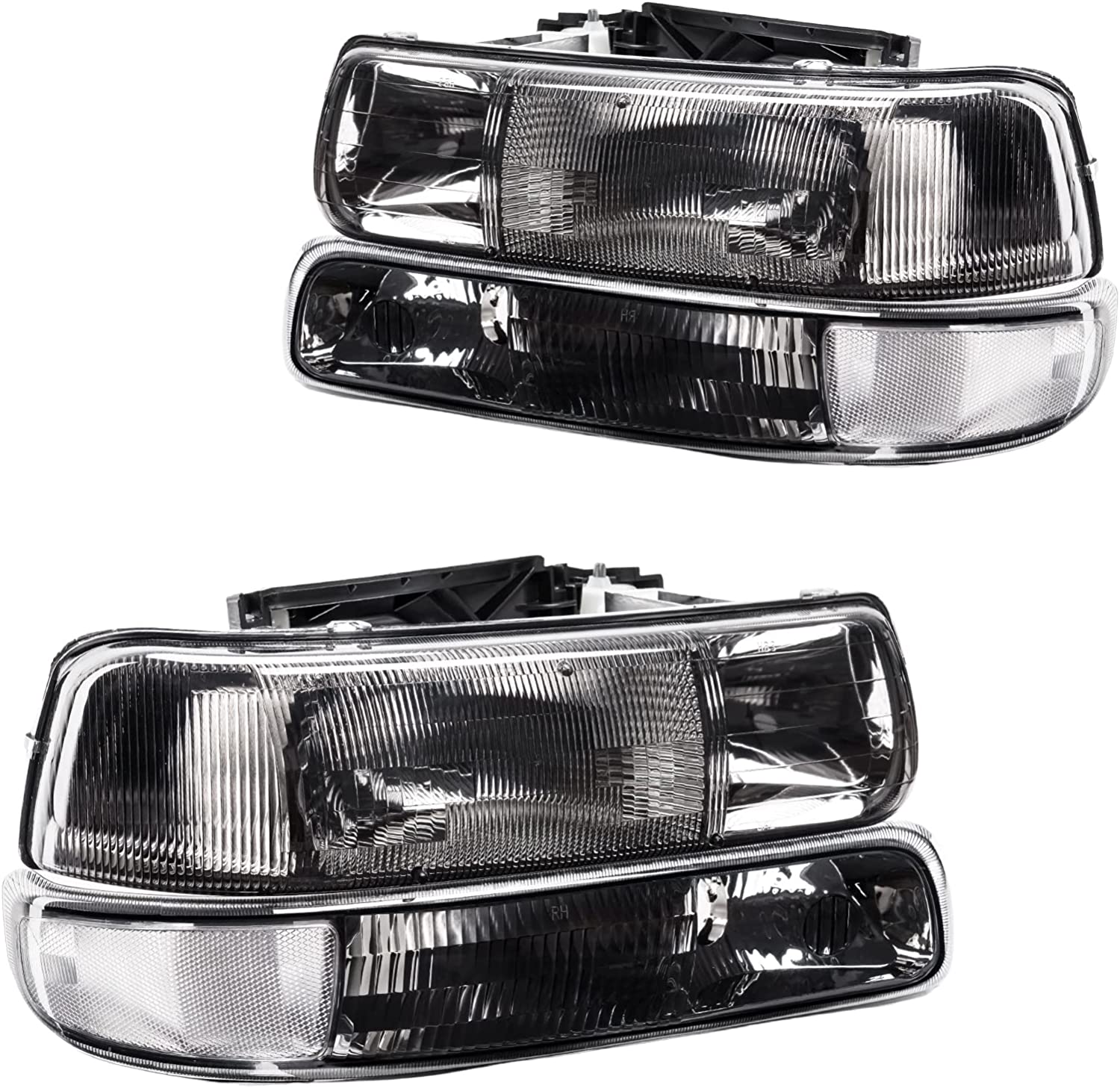 SM Headlights Assembly Fit for 19992002 Silverado, Chrome Housing OE