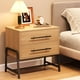 thumbnail image 4 of Yeshouse Mesa de noche de madera clara con cajones, patas metálicas, estilo moderno para dormitorio o sala, 4 of 6