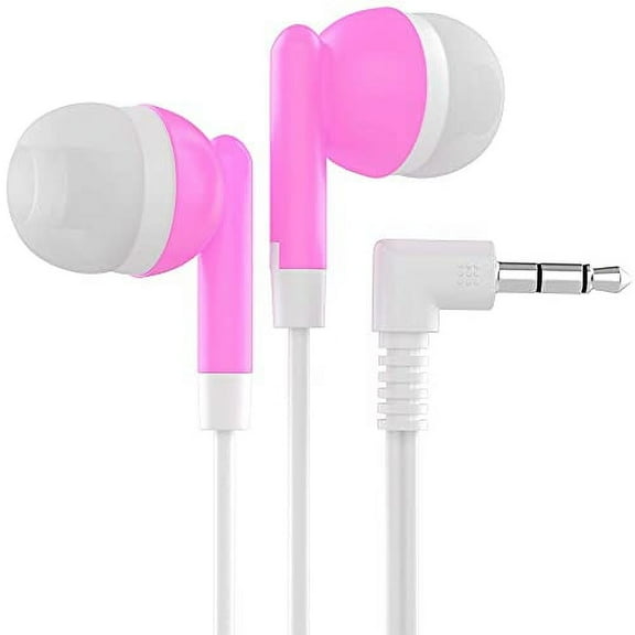Bulk Earbuds with 3.5 mm Headphone Plug - 10 Pack - Pink
