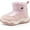Pink, variant on BABAYA Toddler Winter Snow Boots Kids Girls Boys Warm Booties Water-Resistant Faux Lined Shoes With Pull Loop