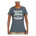 thumbnail image 2 of Fueled by Jesus and Coffee Funny Christian | Womens Inspirational/Christian Graphic T-Shirt, Charcoal, 2XL, 2 of 3