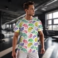 thumbnail image 3 of Wukai Colorful Pattern With Cute Chameleons Print Men's Short-Sleeved Mesh T-Shirt,Quick-Dry Short Sleeve Workout T-Shirt-X-Large, 3 of 8