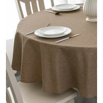 Tektrum 70 inch Round Faux Linen Textured Tablecloth Table Cover - Waterproof/Spill Proof/Stain Resistant/Wrinkle Free/Heavy Duty -Great for Banquet, Dinner, Wedding (Flax)