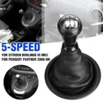 thumbnail image 2 of 5 Speed Chrome Gear Shift Knob w/PU Leather Gaiter Boot Dust Cover For Citroen Berlingo III MK3 For Peugeot Partner 2008-on, 2 of 6