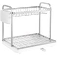 thumbnail image 3 of 2-Tier Dish Drying Rack - Stainless Steel Dish Rack with Cutlery & Utensil Holders for Kitchen Counter, Sink Organization and Storage for Small Family, 15" W x 11.4" L x 15" H, White, 3 of 4
