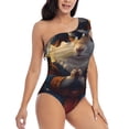 thumbnail image 3 of Honeii Maple Leaf Meditating Squirrel for women's one-piece swimsuit featuring a chic one-shoulder design experience elegance and style in the water-XX-Large, 3 of 6