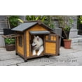 thumbnail image 4 of 45 Inch Solid Wood Dog House, Cozy Outdoor Shelter for Medium & Small Dogs with Lockable Ventilated Door, Waterproof Insulated Felt Roof & Charming Design, 4 of 8