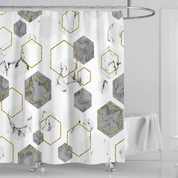3d Geometric Pattern Waterproof Shower, Large Size Shower Curtains