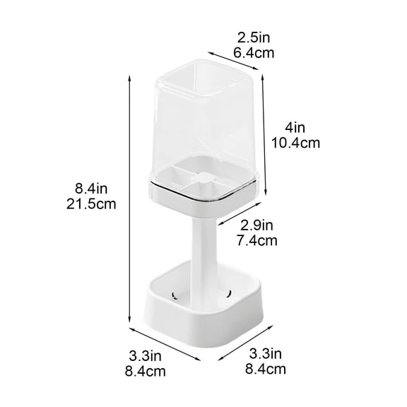 Hvot&aat Splash Resistant Covered Toothbrush Storage Organizer, Self-Draining Bathroom Toothpaste Brush Stand with Removable Clear Rinse Cup