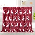 thumbnail image 2 of Christmas Blanket Gift Flannel Plush Christmas Throw Blanket Cute Christmas Reindeer Holiday Theme Soft Cozy Sofa Blanket 60 x 80 Inches Christmas Red Print, 2 of 6