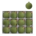 thumbnail image 6 of Ornaments Velvet Flocked Christmas Ball Light Green Twelve Piece Set 2.4 Inch, 6 of 6