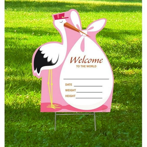 34 x 27 in. Its a Girl Stork Outdoor Yard Sign