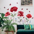 thumbnail image 3 of Runtoo Grands Autocollants Muraux Fleurs Rouges Papillon Aquarelle Floral pour Chambre Salon Garderie Bureau Décoration Maison, 3 of 4