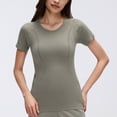 thumbnail image 4 of Uootdi Womens Tops Short Sleeve Crewneck Seamless Knit Slim Fit Stretchy Athletic Workout Gym Activewear Tees Gift, 4 of 9