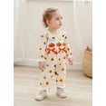 thumbnail image 5 of Jxzom Newborn Baby Girl Halloween Outfits Puff Sleeve Cotton Linen Ruffle Pumpkin Print One Piece Jumpsuit Fall Clothes, 5 of 10