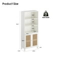 thumbnail image 6 of MAYEERTY 5-Shelf Bookcase with Rattan Doors, Tall Display Shelves for Home Office & Bedroom, White, 6 of 7