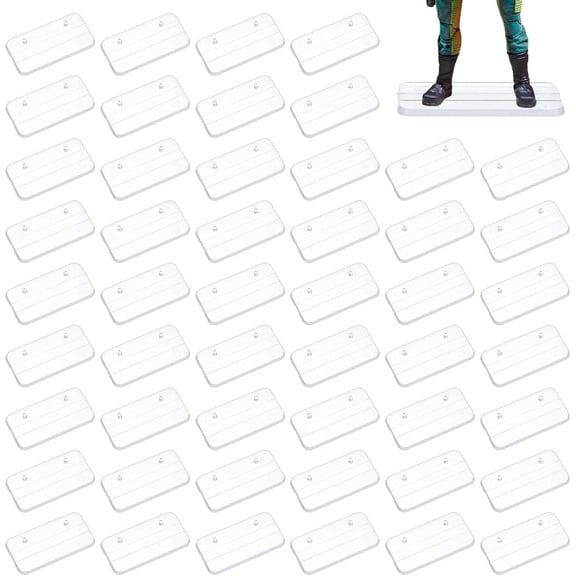 50Pcs Action Figure Support Stand with 2 Peg 1.28x2.58Inch Rectangle Figures Display Stands Holder Bases Compatible with 1:12 Scale Model Display