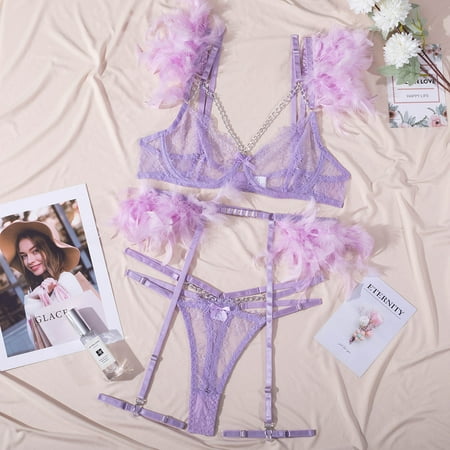 Feather Match Sets Split Bra Set Detachable Sexy Lace Sexy Lingerie