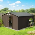 thumbnail image 2 of Outsunny 11' x 13' Garden Storage Shed w/ Steel Foundation Kit, Brown, 2 of 10