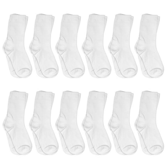 Falari 12 Pairs Boy Toddler Kids Cotton Crew Socks 4-6 Years White