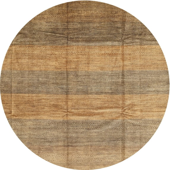 Ahgly Company Indoor Round Contemporary Sandy Brown Abstract Area Rugs, 6' Round