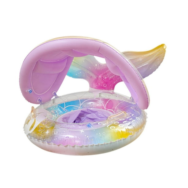 Flotador de piscina de sirena, anillo de natación inflable, decoración de fiesta, juguete divertido para playa con asiento y capota