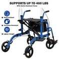 thumbnail image 3 of Roromall 3 in 1 Rollator Walker & Transport Chair for Seniors with Seat, Folding Walker Wheelchair Combo, Transport Wheelchair All Terrain, Medical Walker for Adults with Brakes, Backrest, Footrest, 3 of 9