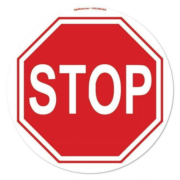 Stop Sign Non-Slip Floor Marker | 16" Circle Vinyl Decal | Protect Your Business, Work Place & Customers | Made in The USA