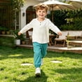 thumbnail image 6 of oelaio Toddler Baby Kid Fall Winter Clothes 2 Piece Outfit Long Sleeve Henley Shirt and Cinch Bottom Pants Set Boys Girls Casual Sweatsuit Sets Light Blue 2 Years, 6 of 6