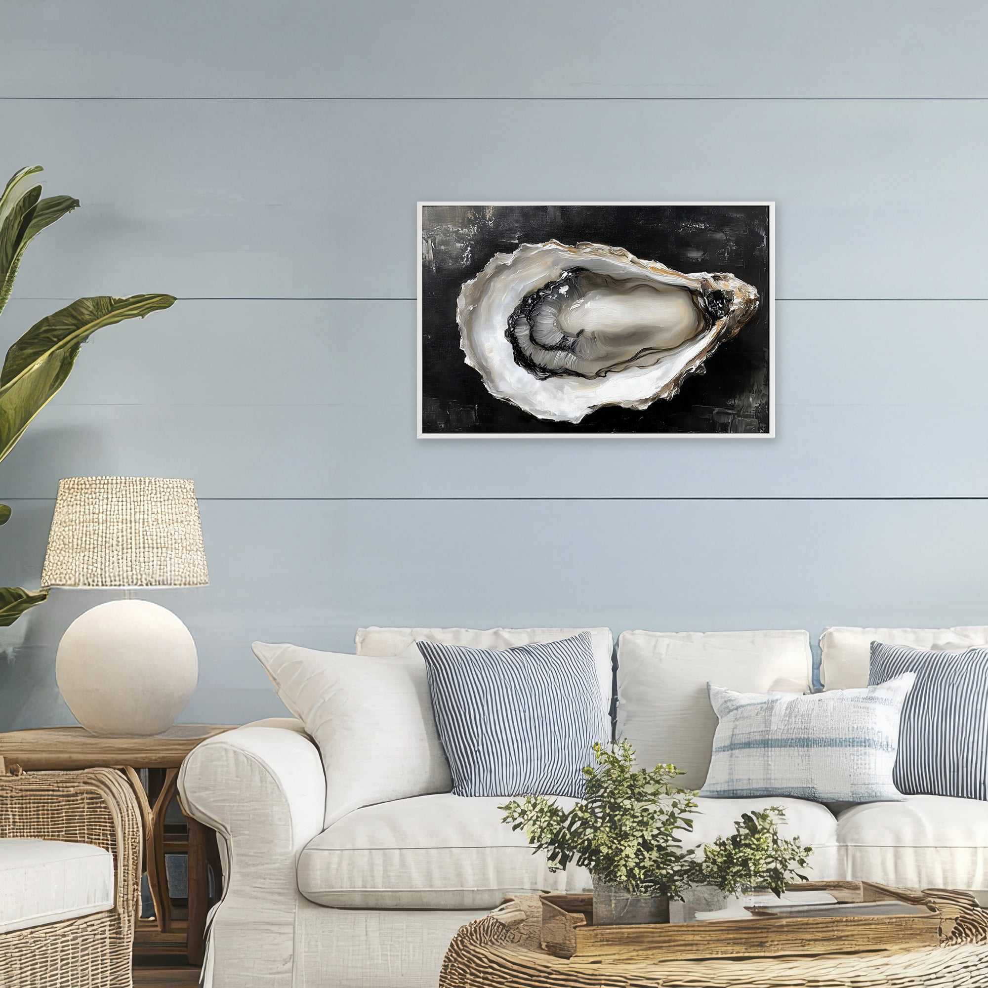 Stupell Industries Black Oyster Pearlescent Shell White Framed Giclee Art, design by LSR Design Studio