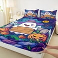 thumbnail image 3 of Castle Fairy Cartoon Ghost 4-Piece Full Size Sheets for Children,Orange Pumpkin Bed Sheets,Happy Halloween Lightweight Sheet Sets,Ultra Soft Home Decor, 3 of 7