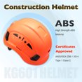 thumbnail image 3 of KAYGO Vented Hard Safety Helmet, ABS Work Helmet with Adjustable 6-Point Suspension, ANSI Z89.1 Certified, Orange, 1 Count, 3 of 7
