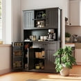 thumbnail image 4 of 67" Kitchen Pantry Cabinet with Microwave Shelf, 5 Doors & 15 Adjustable Shelves, Large Storage Organizer, Also Perfect as Coffee Bar with Wine Glass Racks, 4 of 8