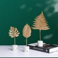 thumbnail image 2 of Golden Monstera Leaf Feather Model Ornament,Metal Golden Leaf Tabletop Shelf TV Cabinet Decor Feather Or Leaf With Marble Base Holder Desktop Decoration Home Office Decoration, 2 of 6