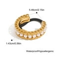 thumbnail image 5 of Stainless Steel 18K Gold Twist Pearl Chain Hair Ties, Ponytail Hair Cuff Hairties No Damage, Ellipse Elastic Hair Bands, Women Glossy Ponytail Holders,Geometric Gold Hair Rope Accessories(1PC, Gold), 5 of 7
