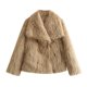 thumbnail image 3 of HH TRAF Chaqueta holgada de piel sintética a la moda para mujer, elegante abrigo de felpa de manga larga con abertura frontal, abrigo informal de gran tamaño con solapa para mujer, 3 of 5