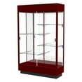 thumbnail image 2 of Waddell Heritage 48"W x 76"H x 18"D Floor Case, White Back, Hardwood Danish Walnut Finish w/ Lighted Cornice, 2 of 2