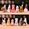 Mini Rabbit Animal Easter Bunny DIY Action Figures Figurine Model Micro Landscape Miniatures Home Garden Cake Decoration