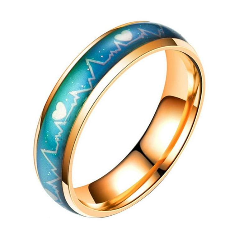 Biplut Fashion Men Women Mood Changing Color Heart Beat Ring Party